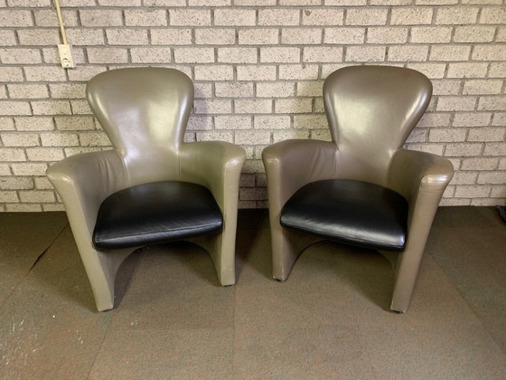 Image 1 of 2x Leolux Amphora fauteuils Leder