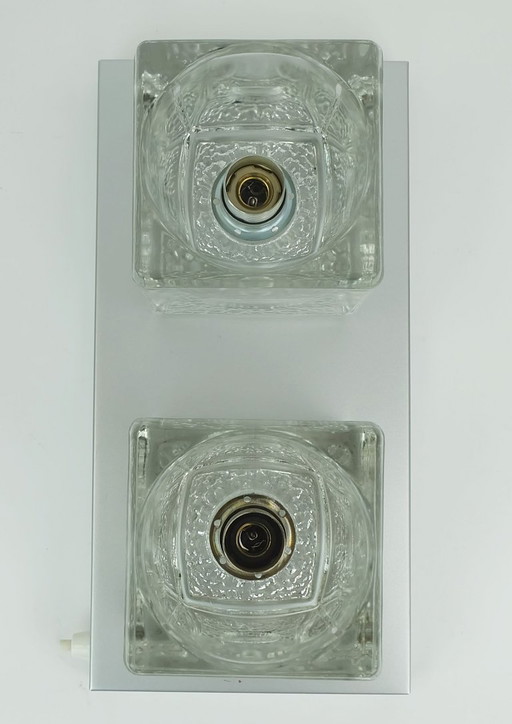 no. 1 of 2: vintage mid century peill & putzler SCONCE with 2 glass cubes 1960s/70s wall light