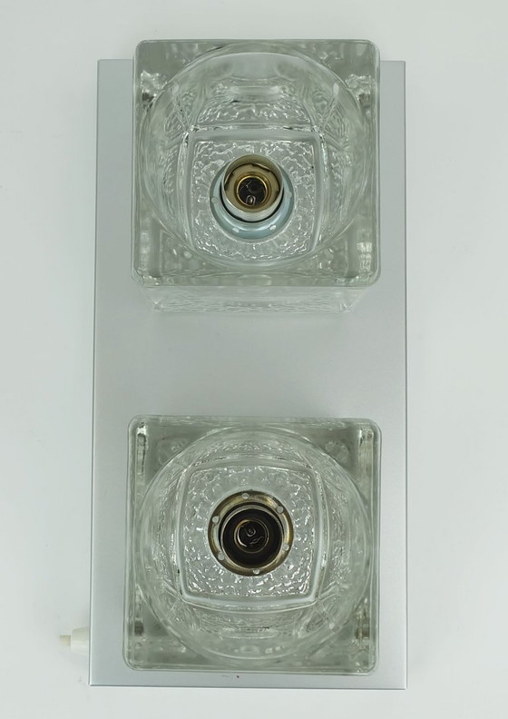 Image 1 of no. 1 of 2: vintage mid century peill & putzler SCONCE with 2 glass cubes 1960s/70s wall light