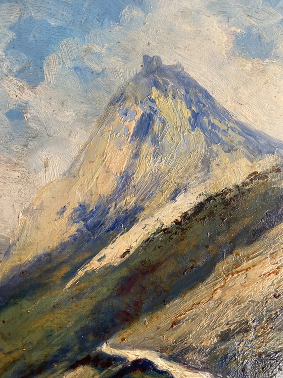 Jean-François Louis Merlet, Castillo de Montségur, óleo sobre panel, 1939 – Pinturas y dibujos, Wood (photo 4 of 6)