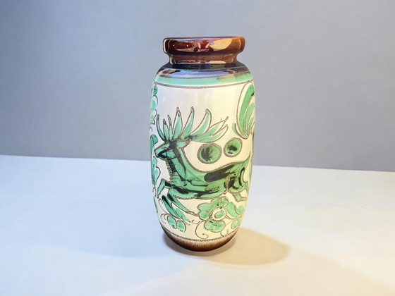 Image 1 of Scheurich Mod.284-53 - large vintage floor vase with deer motif, ceramic, 60s/70s