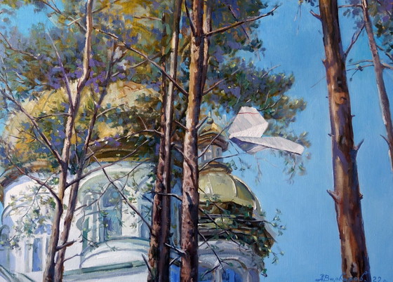 Original Ölgemälde Zeitgenössische Kunst Tempel Gute Nachrichten – Gemälde & Zeichnungen, Canvas (photo 7 of 7)