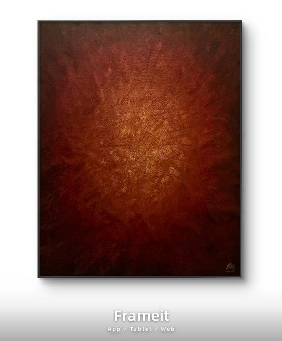 Gran pintura original abstracta roja y dorada – Walter Geraci, Pinturas y dibujos, Lienzo (photo 2 of 13)