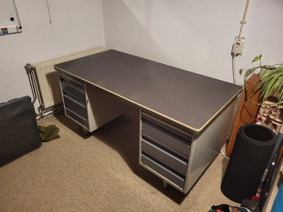 Image 1 of Vintage Steel Blerk Desk 151x76cm, gray