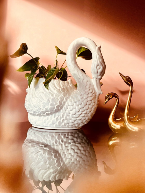 Image 1 of Vaso di fiori a forma di cigno XL fatto a mano in Italia