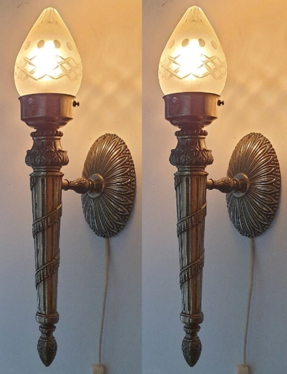 Image 1 of 2 lampade da parete / torce in stile Art Déco Impero