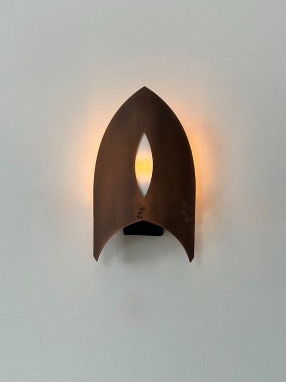 Image 1 of Pair of vintage wall sconces in matte copper, France, 1970