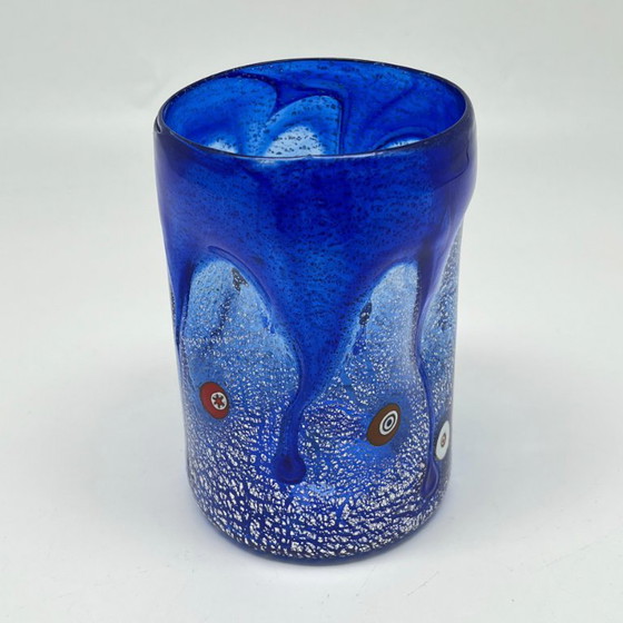 Murano Art Glass Tumbler / Vase – Silver Leaf & Murrines – Hand-blown – Glass & Decanter (photo 16 of 20)