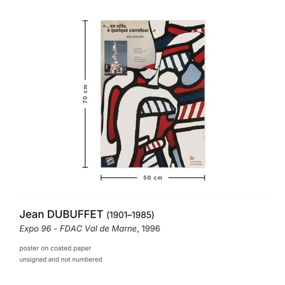 Image 1 of Jean DUBUFFET Expo - FDAC Val de Marne-poster 1996