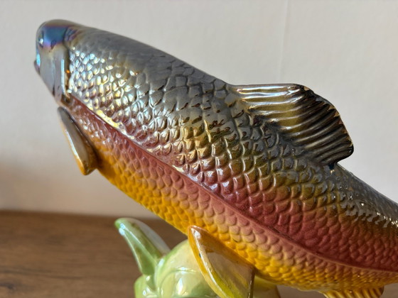 Large vintage ceramic trout in Hubert Bequet style, Artisan, Decorative Objects, Multi Color (photo 14 of 14)