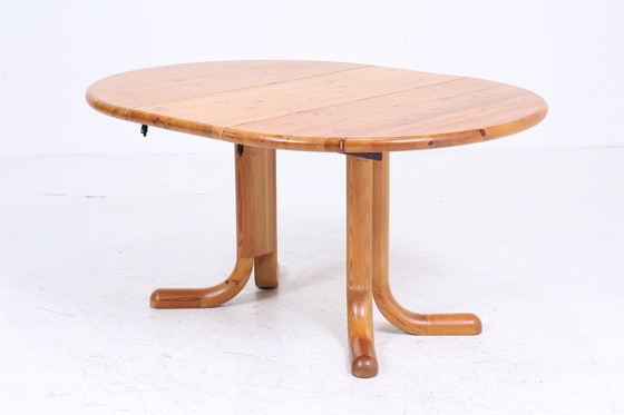 Image 1 of Table de cuisine vintage en pin des années 60 | Mid Century Table de salle à manger rétro des années 70 Bois extensible #05-41