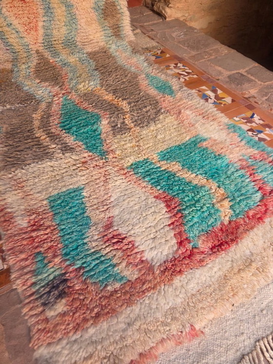 Image 1 of Tappeto marocchino verde e marrone chiaro 312 x 98 cm