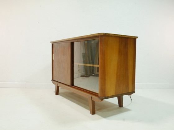 Image 1 of Vintage 1960s sideboard, mid-century TV cabinet, display cabinet with lighting, Germany