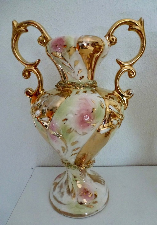 Par de jarrones vintage de Capodimonte – Italia – 33 cm – ¡En muy buen estado!