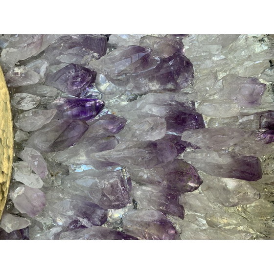 Image 1 of Vintage circular mirror in amethyst and rock crystal