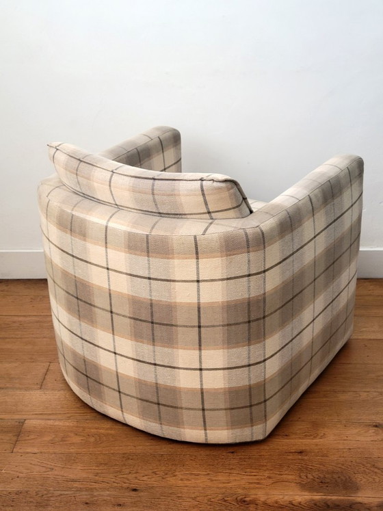 Postmodernistische clubfauteuil met geruite bekleding, jaren 80 – Textile (photo 8 of 12)
