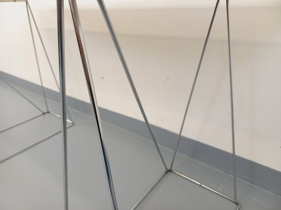 Image 1 of Vintage bureau uit de jaren 70 van gerookt glas en verchroomd metaal.