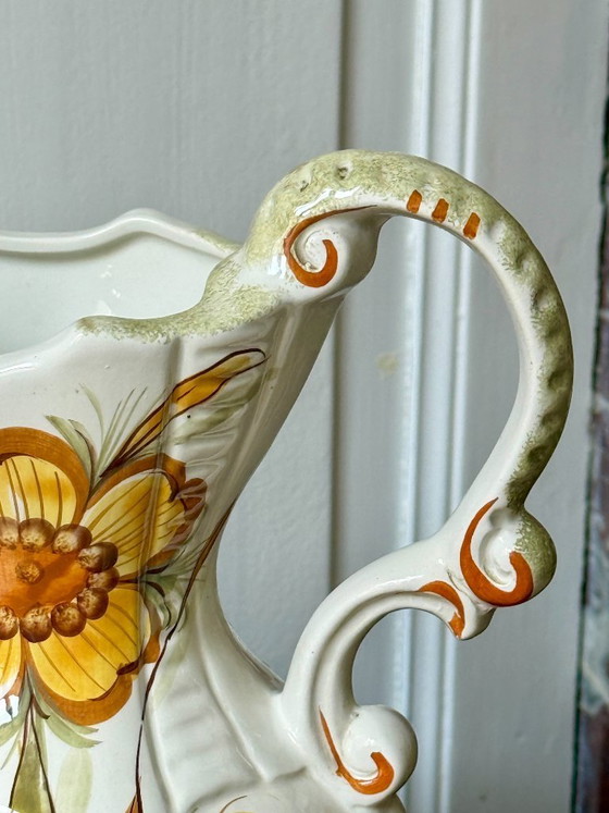 Image 1 of Vintage Italian Bassano Ceramic Hand-Painted Pitcher