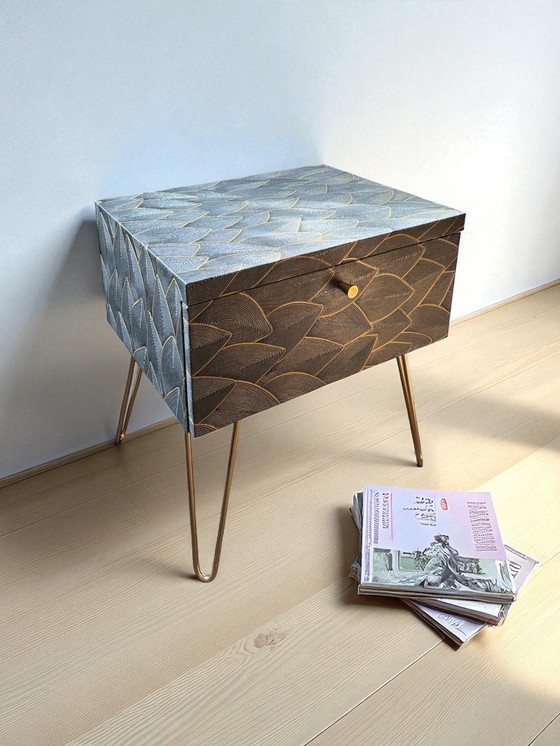 Image 1 of Vintage bedside tables covered with elegant embossed leaves | The Vintage Vibe