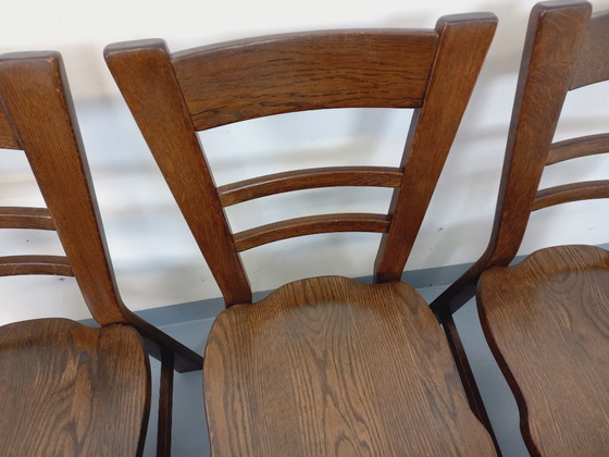 Image 1 of Set of 6 vintage brutalist oak chairs from the 1950s