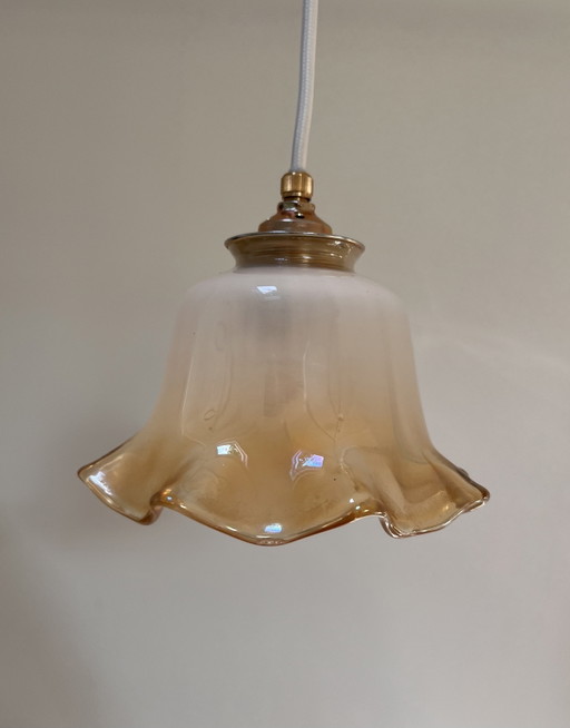 Vintage Glazen Gegolfde Klok Hanglamp – hanglampen, Glass (photo 2 of 8)