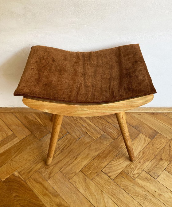 Image 1 of 1970's Mid-Century Modern Stool with New Upholstery