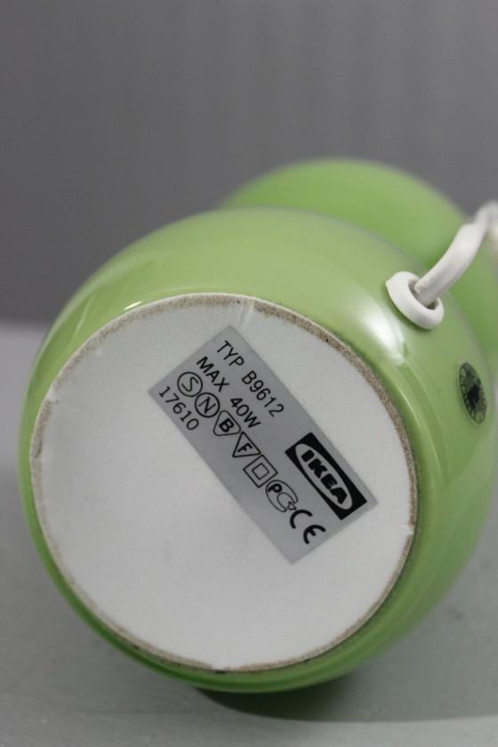 Image 1 of Ikea Vintage - "Kvintant" Lamp b9612 1990s Opaline White & Apple Green