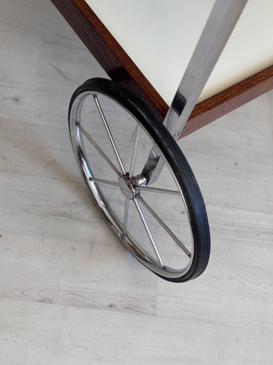 Vintage Bauhaus trolley barcart serveerwagen jaren 60 – Chrome, Wood (photo 13 of 15)