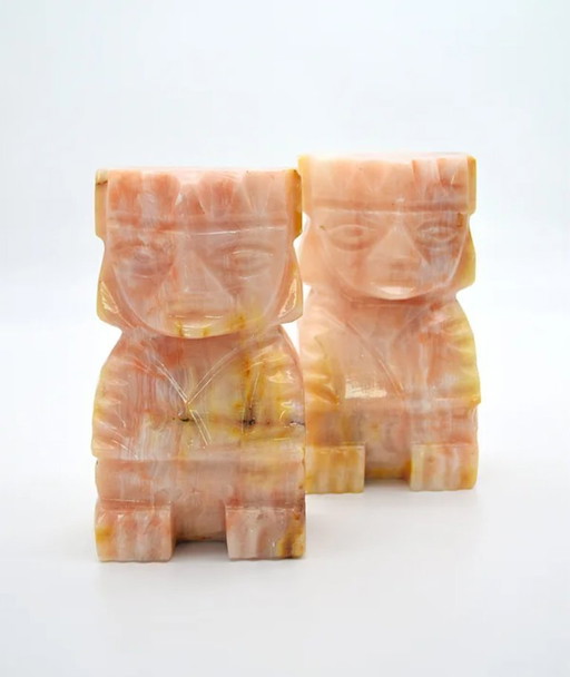 Aztekische Onyx-Buchstützen – Authentische, handgeschnitzte mexikanische Steinkunst (2er-Set)