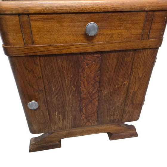 Image 1 of Frans Art Deco nachtkastje Venesta Mordex met marmeren blad