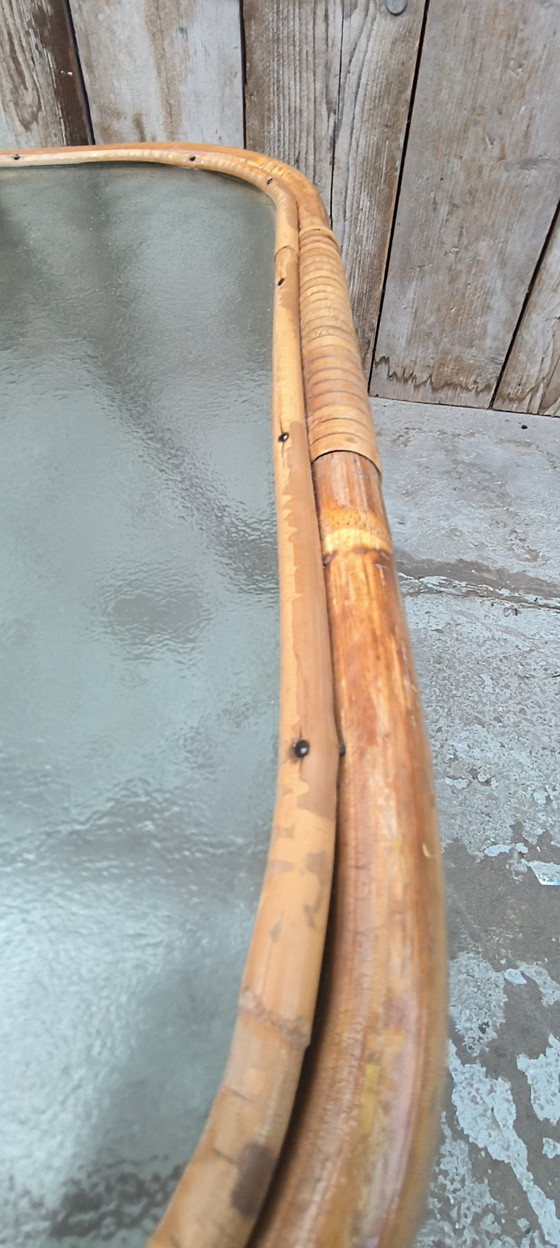 Image 1 of Dirk van Sliedregt table verre métal rotin années 1950 design vintage