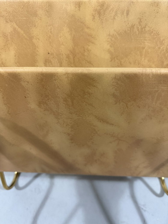 Image 1 of Brass & Rattan Magazine Holder 1950's