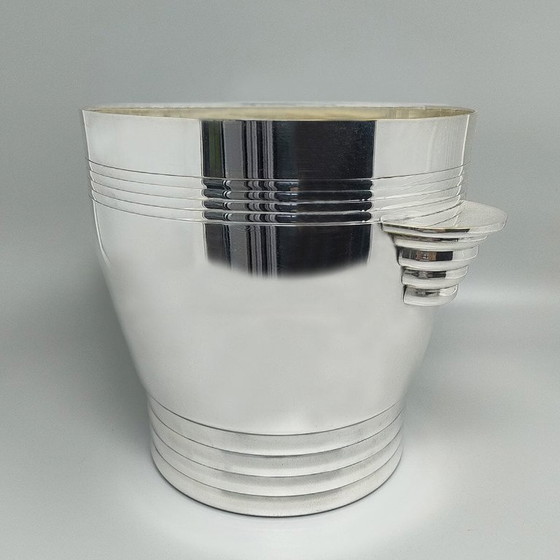 Image 1 of 1930er Jahre Wunderschöner Art Deco Eiskübel von Vuillermet aus versilbertem Stahl. Hergestellt in Frankreich