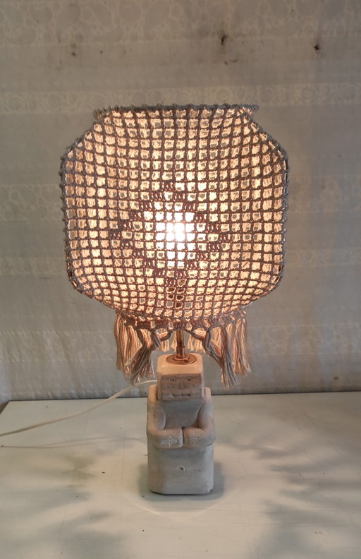 Table lamp with a limestone statuette - mid-20th century