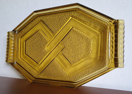 Image 1 of Bandeja de vidrio prensado Art Déco
