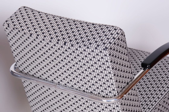 Paar gerestaureerde Bauhaus-fauteuils, van Mücke-Melder, chroom, Tsjechisch, jaren dertig – Metal, Textile (photo 3 of 26)