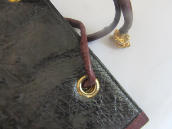 Image 1 of Guy Laroche Paris schoudertas, crossover tas, emmermodel, struisvogel leer, vintage