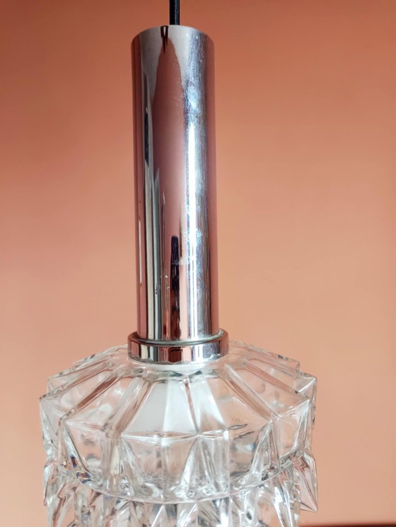 Image 1 of Lampada a sospensione Space Age in cromo e vetro, Germania, 1970