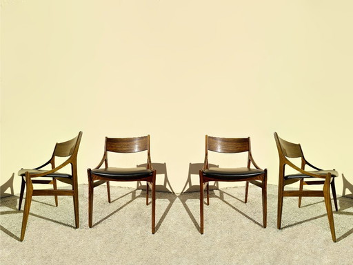 Suite of Four Chairs H Vestevig Eriksen, Møbelfabrik. Denmark, 1960s