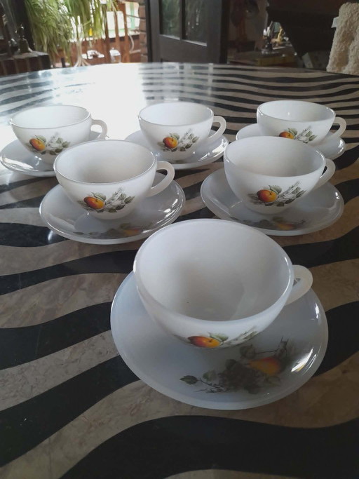 6 cups with saucers Arcopal Vintage