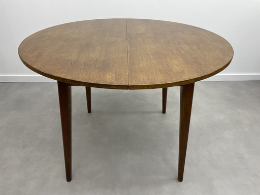 Vintage ronde uitschuifbare eettafel 