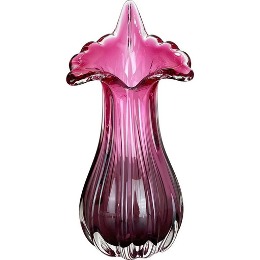 Vase vintage multicolore en verre de Murano Sommerso, Italie 1970