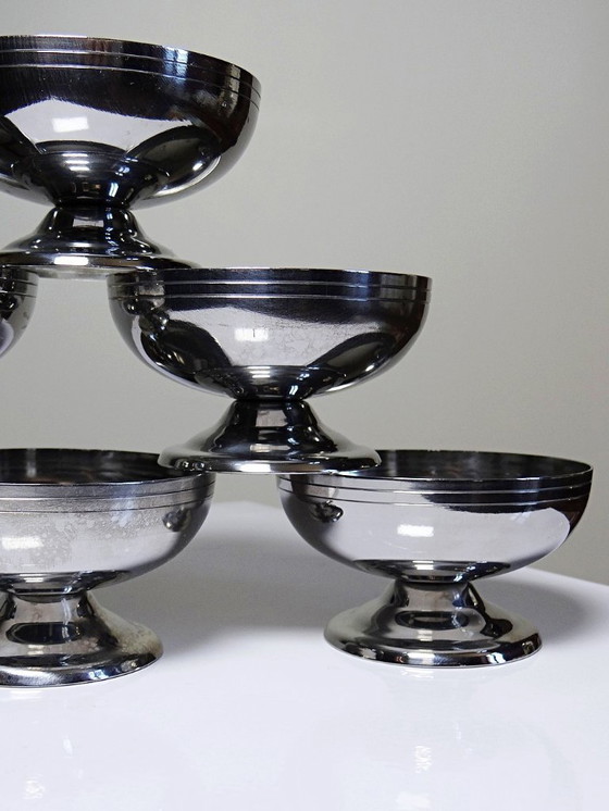 Image 1 of 6 Coupelles à dessert sur pieds en Inox vintages style Bistrot
