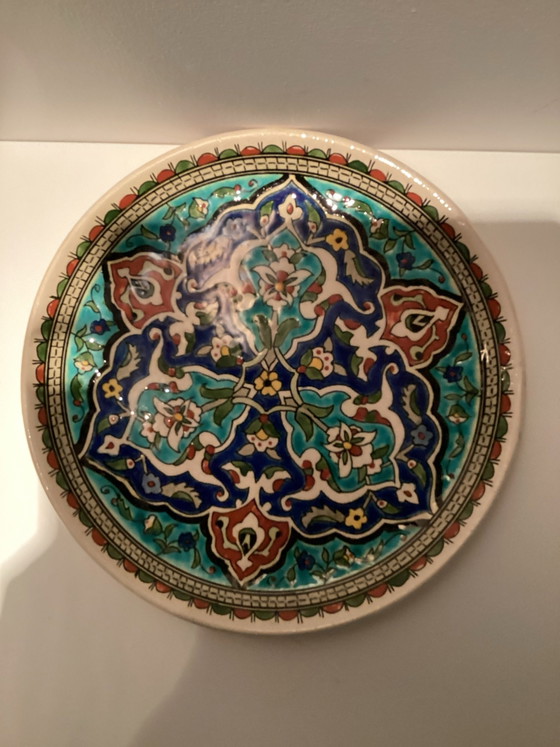 Original Turkish hand-painted Kutahya wall plate., Elhamra Çini, Wall decoration, Ceramic, Blue (photo 2 of 5)