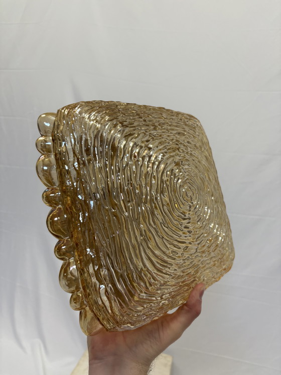 Image 1 of Lampe de plafond ou applique murale vintage Glashütte Limburg en verre ambré