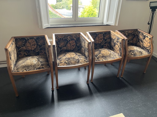 4 Art Deco 'Barrel' Armchairs (Side chairs) Dating From The Years 1920–1930.
