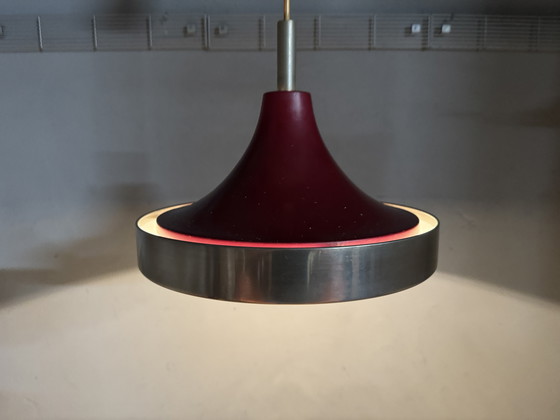 Image 1 of Red metal pendant lamp 1960s