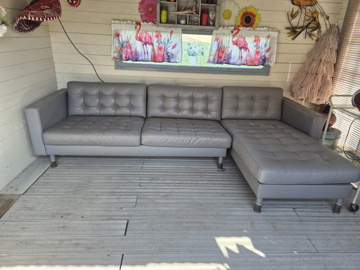 Ikea Landskrona 4-Seater Sofa With Chaise Longue And Grain Leather