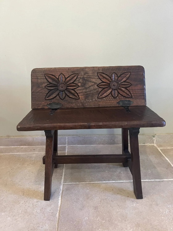 Piccola panca antica in legno con schienale pieghevole. – Panche, Wood, Rustic (photo 2 of 13)