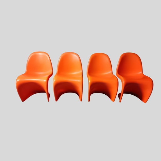Juego de 4 sillas estilo Panton color naranja